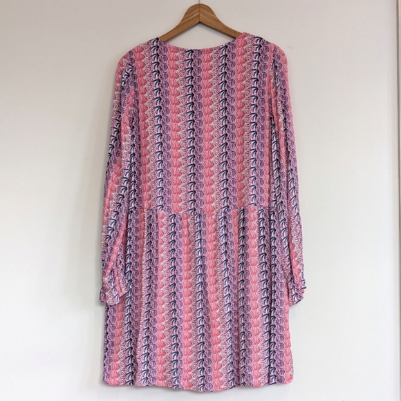 NWT Simply‎ Southern Pink Multicolor Shell Print Long Sleeve Dress Size L - Picture 7 of 7